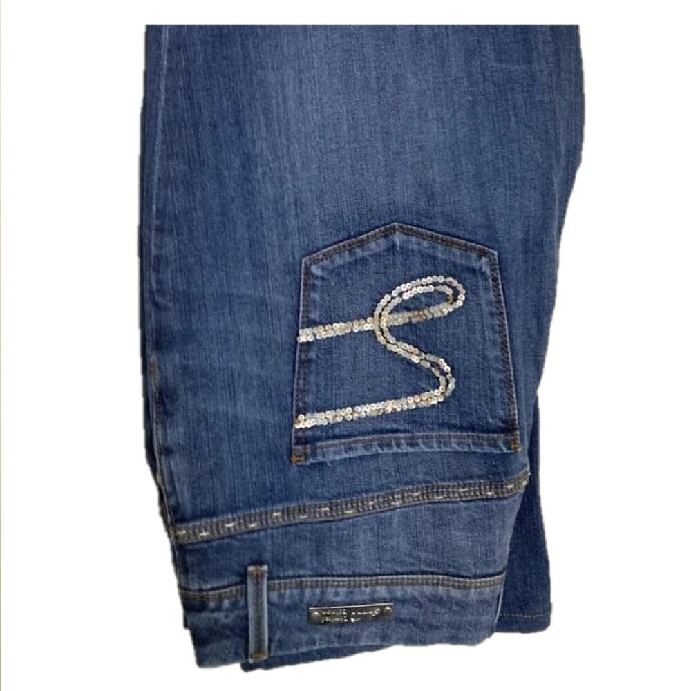 Seven7 Premium Denim Sequin Embellished Bootcut Jeans Women’s Size 16 Distressed